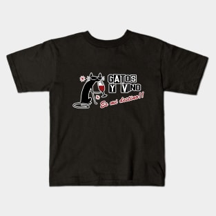 cats and wine, español Kids T-Shirt